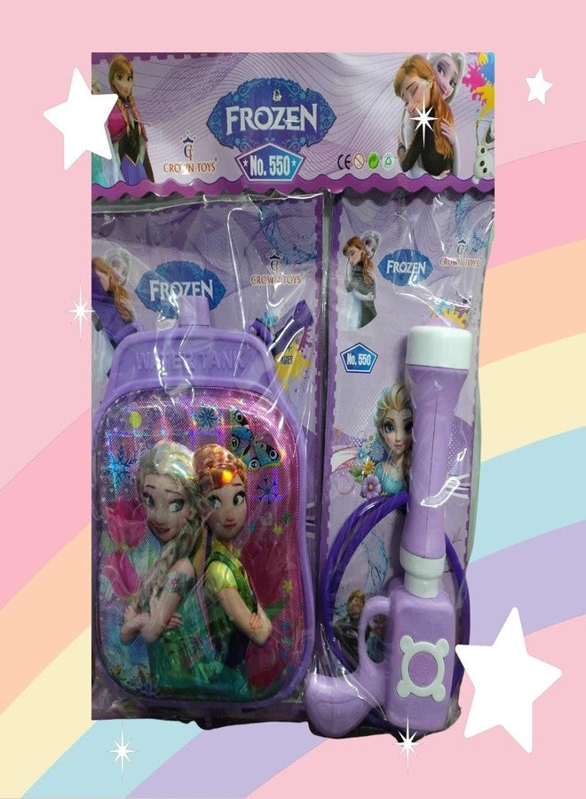 CROWNNIMREET Cartoon Holi Water Pichkari Toy for Kids Holi Back Holding Tank Pichkari for Kids Multicolor (Frozen Water Tank Pichkari) - Image 2